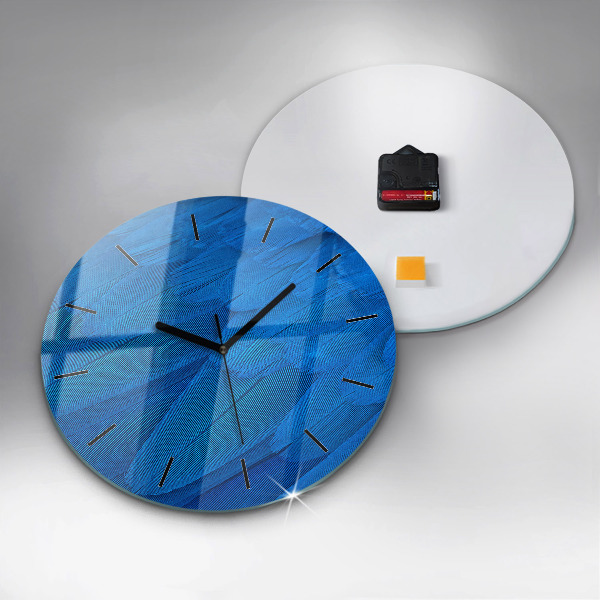 Round glass clock Bird feather