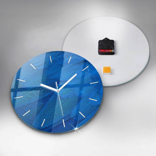Round glass clock Bird feather