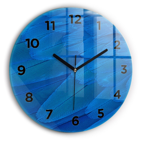 Round glass clock Bird feather