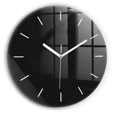 Round glass clock Dark wall pattern