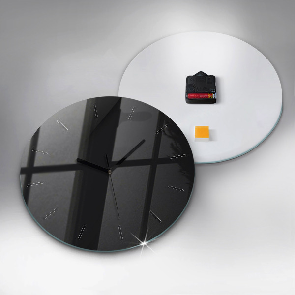 Round glass clock Dark wall pattern