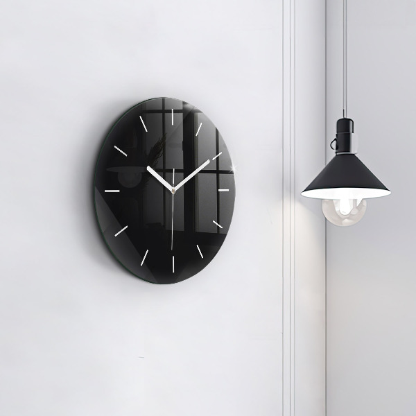 Round glass clock Dark wall pattern