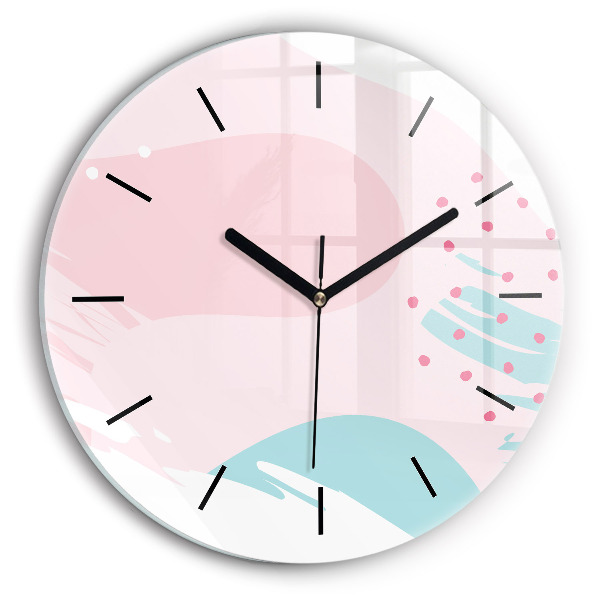 Round glass clock Pastel abstraction