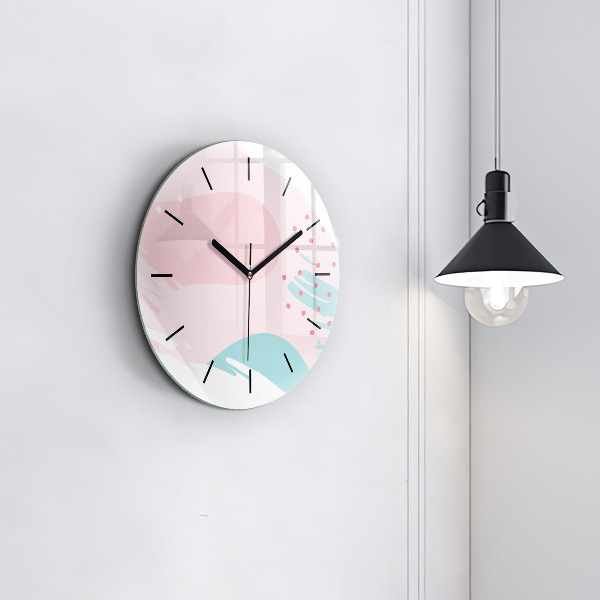 Round glass clock Pastel abstraction