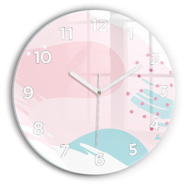 Round glass clock Pastel abstraction