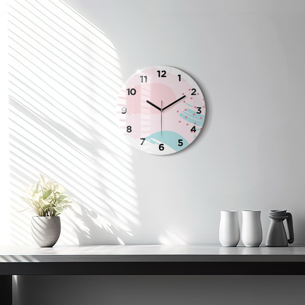 Round glass clock Pastel abstraction