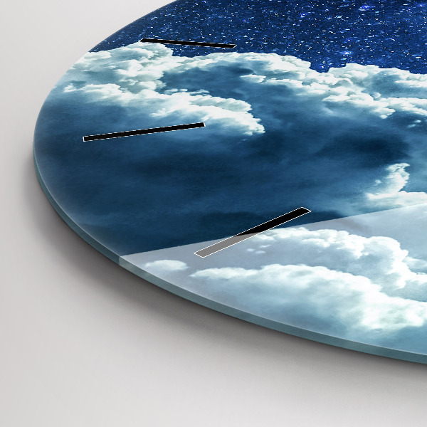 Round glass clock Night sky