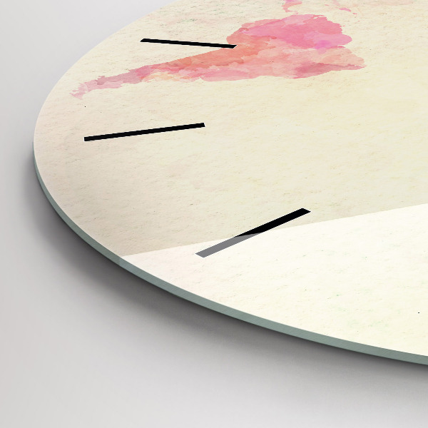 Round glass clock Watercolor world map