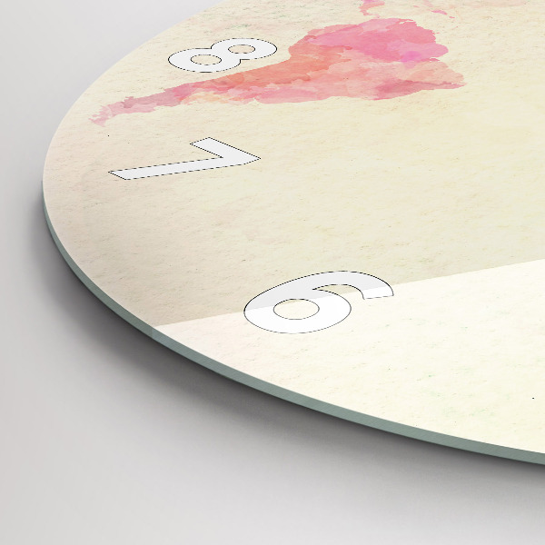 Round glass clock Watercolor world map