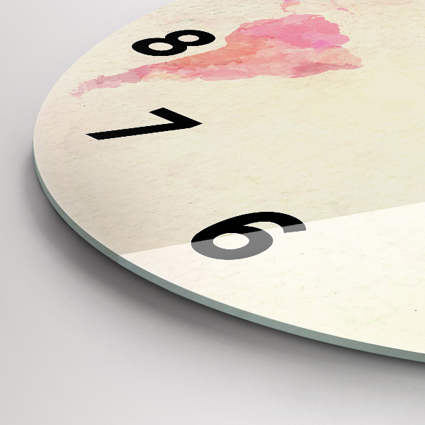 Round glass clock Watercolor world map