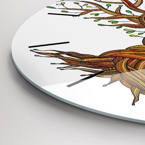 Round glass clock Tree and roots