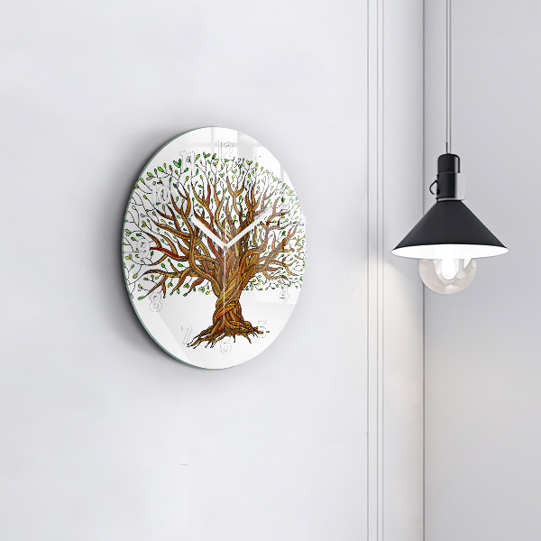 Round glass clock Tree and roots