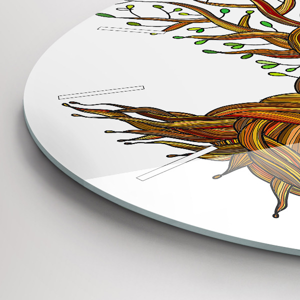 Round glass clock Tree and roots