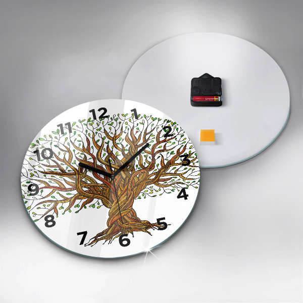 Round glass clock Tree and roots