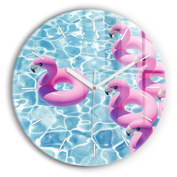 Round glass clock Flamingo inflatables