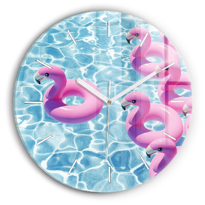 Round glass clock Flamingo inflatables