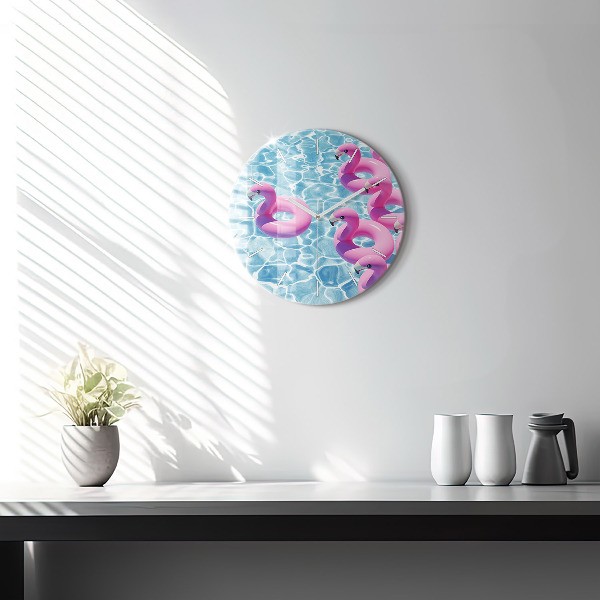 Round glass clock Flamingo inflatables