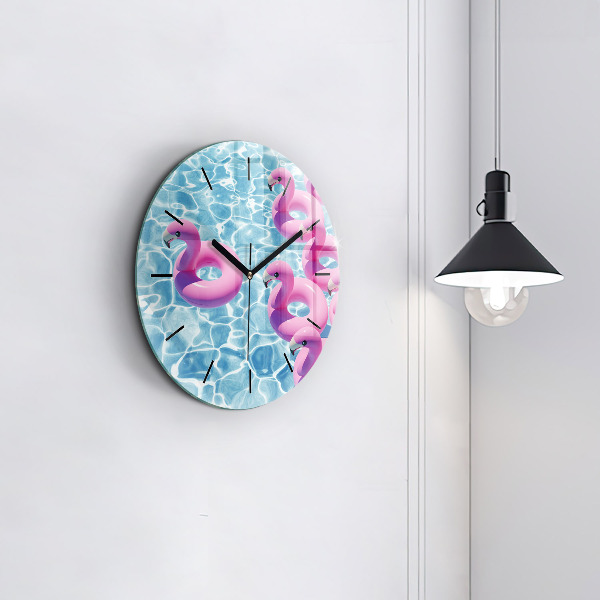 Round glass clock Flamingo inflatables