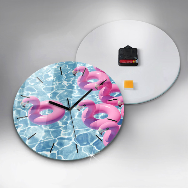 Round glass clock Flamingo inflatables