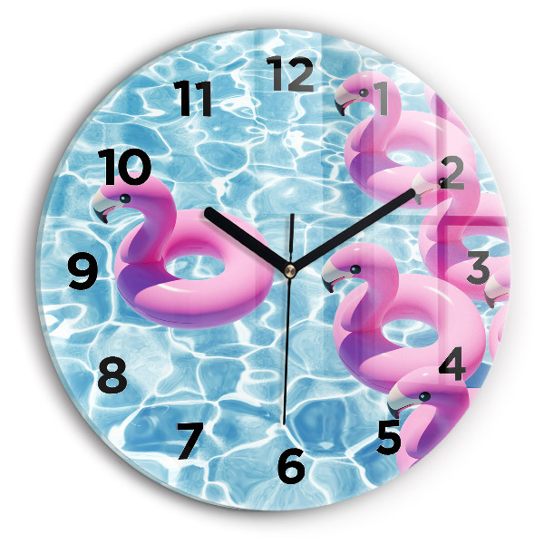 Round glass clock Flamingo inflatables