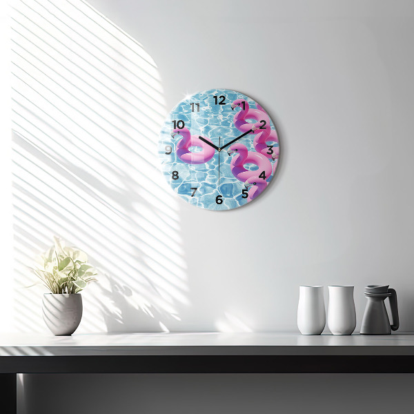 Round glass clock Flamingo inflatables