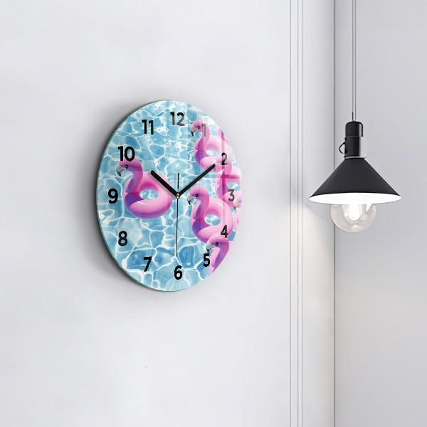 Round glass clock Flamingo inflatables