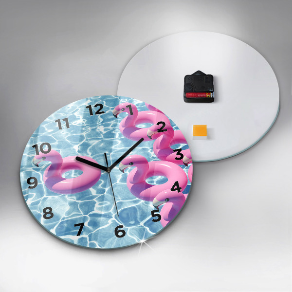 Round glass clock Flamingo inflatables