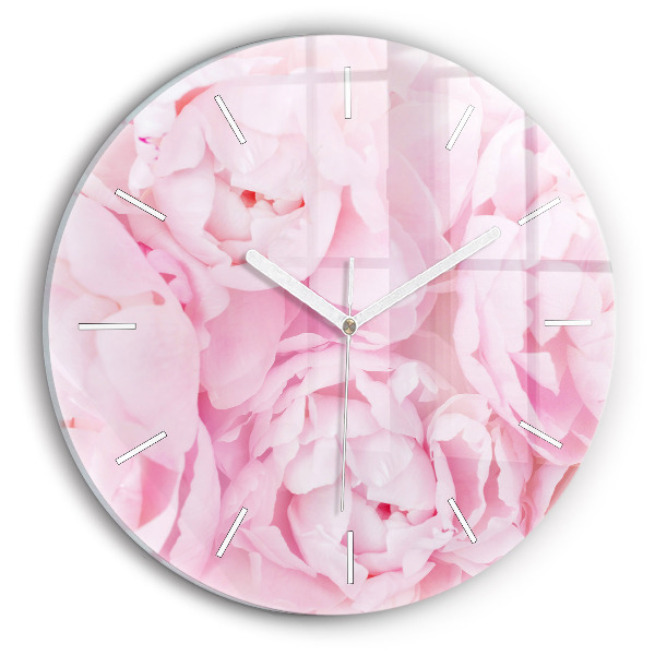 Round glass clock Blooming flowers
