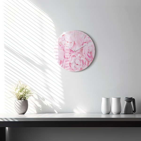 Round glass clock Blooming flowers