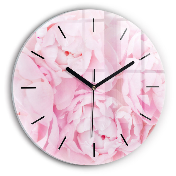 Round glass clock Blooming flowers