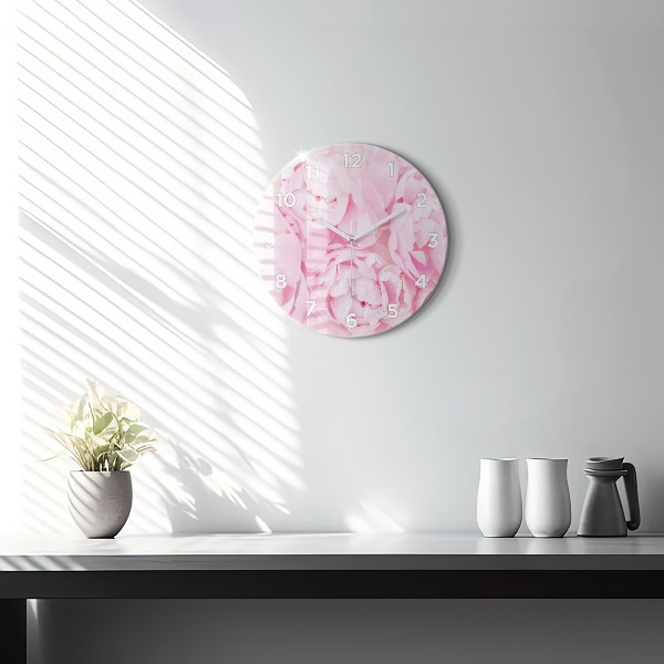 Round glass clock Blooming flowers