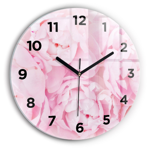 Round glass clock Blooming flowers