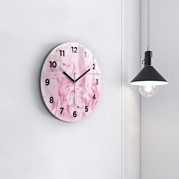 Round glass clock Blooming flowers