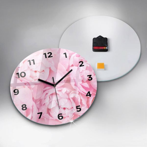 Round glass clock Blooming flowers