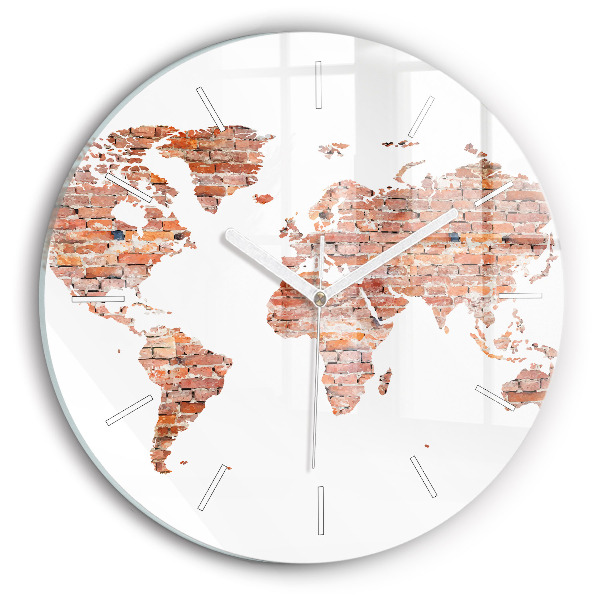 Round glass clock Old brick map