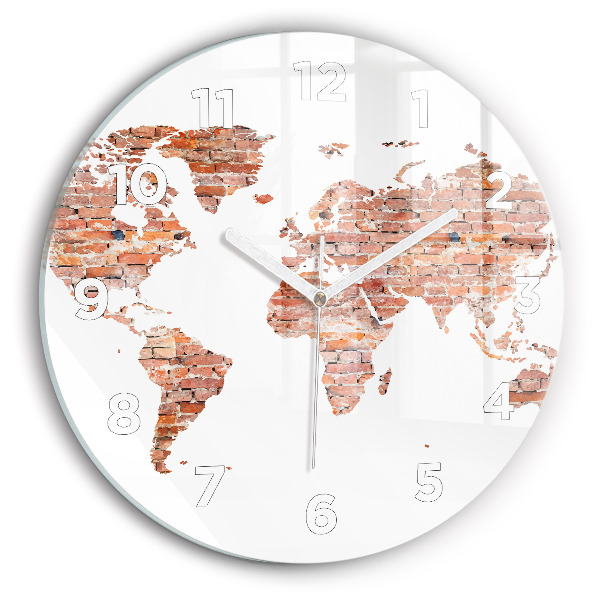 Round glass clock Old brick map