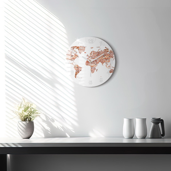 Round glass clock Old brick map