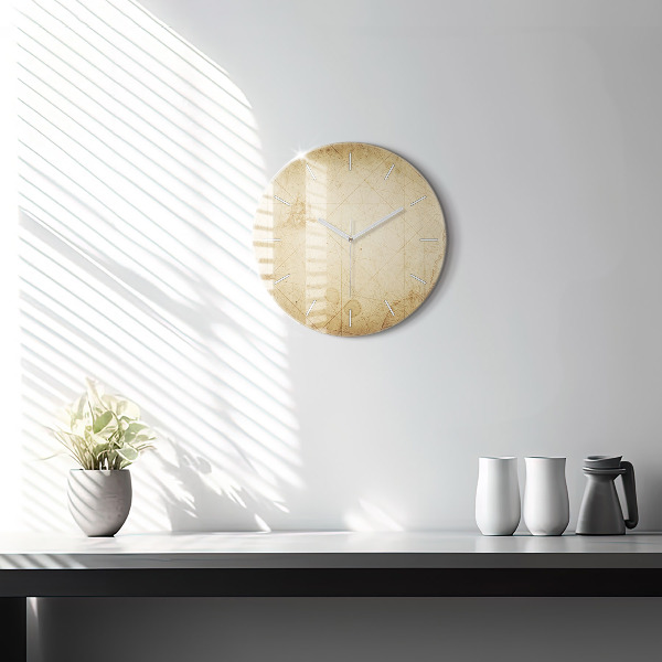 Round glass clock Old world map
