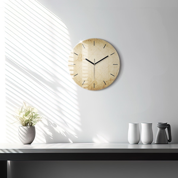 Round glass clock Old world map