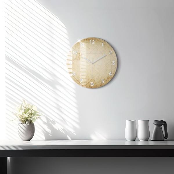 Round glass clock Old world map