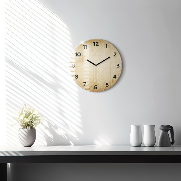 Round glass clock Old world map