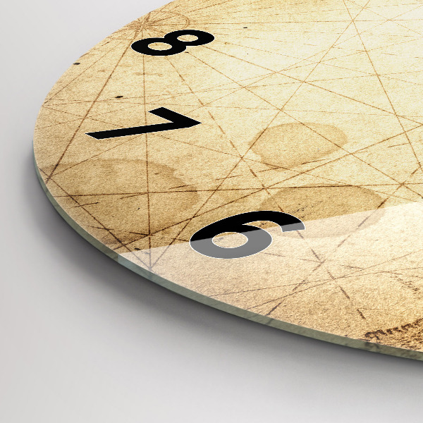 Round glass clock Old world map