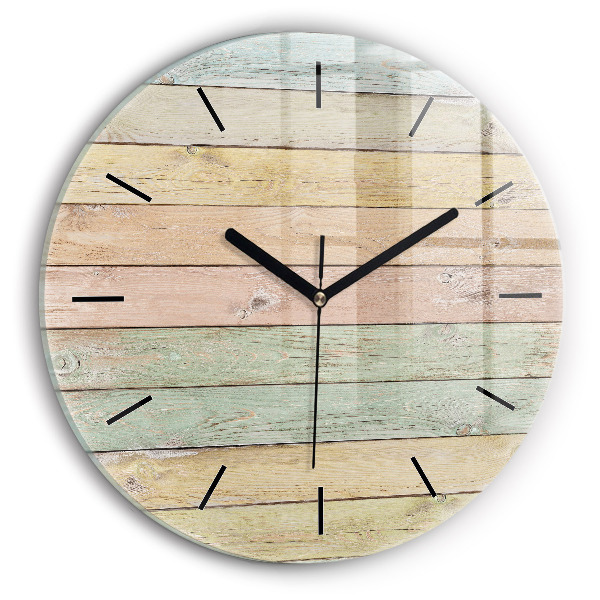 Round glass clock Colorful boards