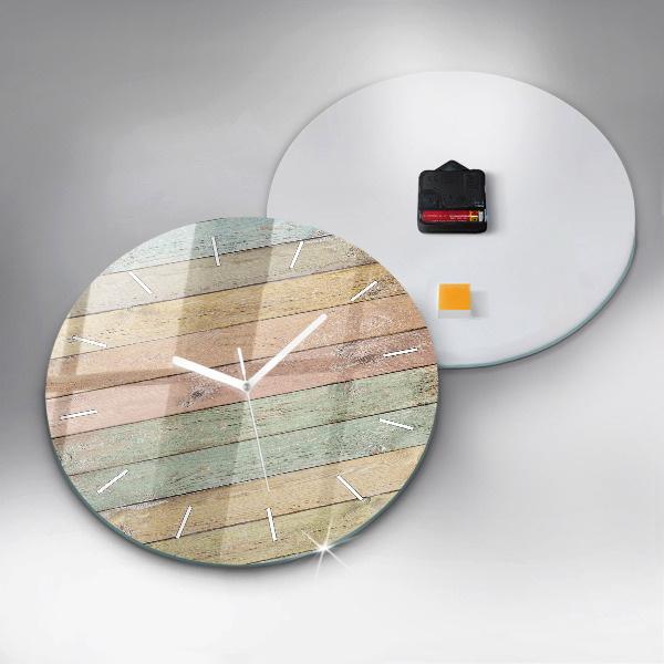 Round glass clock Colorful boards