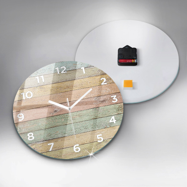 Round glass clock Colorful boards