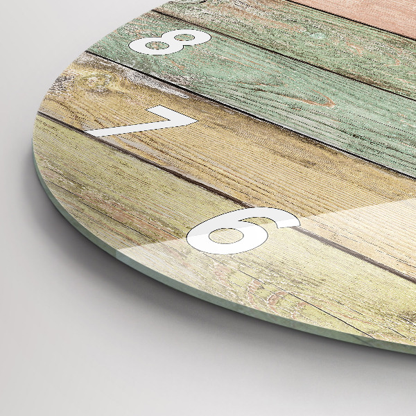 Round glass clock Colorful boards