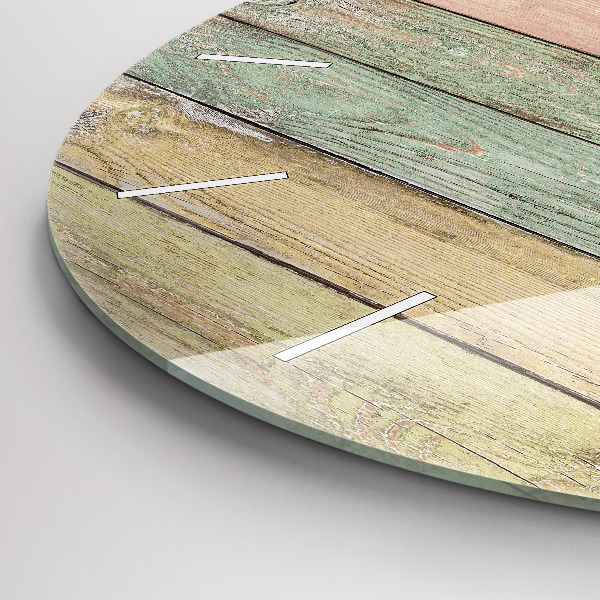 Round glass clock Colorful boards