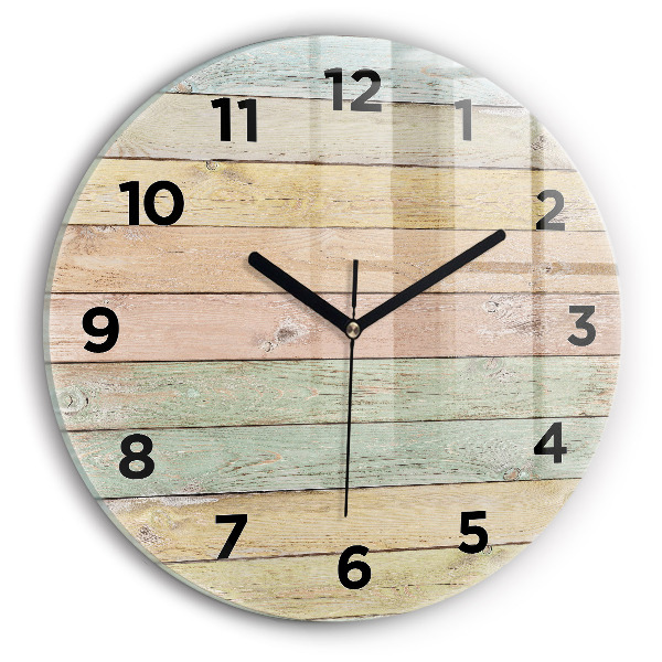 Round glass clock Colorful boards