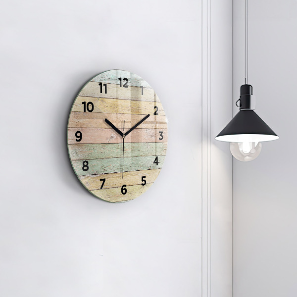 Round glass clock Colorful boards