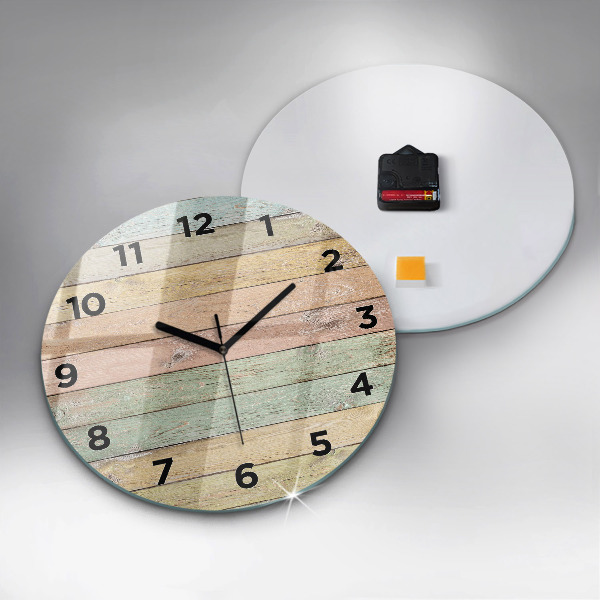 Round glass clock Colorful boards